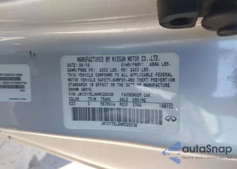 2017 Infiniti Q60 2.0T Premium from USA, damaged, VIN JN1CV7ELXHM320038